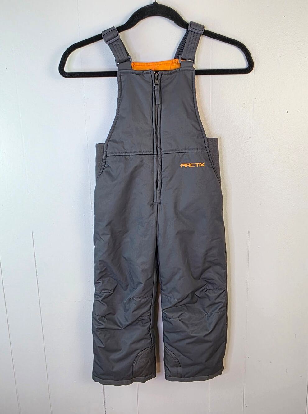 Arctix Toddler 4T Gray Orange Insulated Snow Bib Overalls Ski Winter Pants